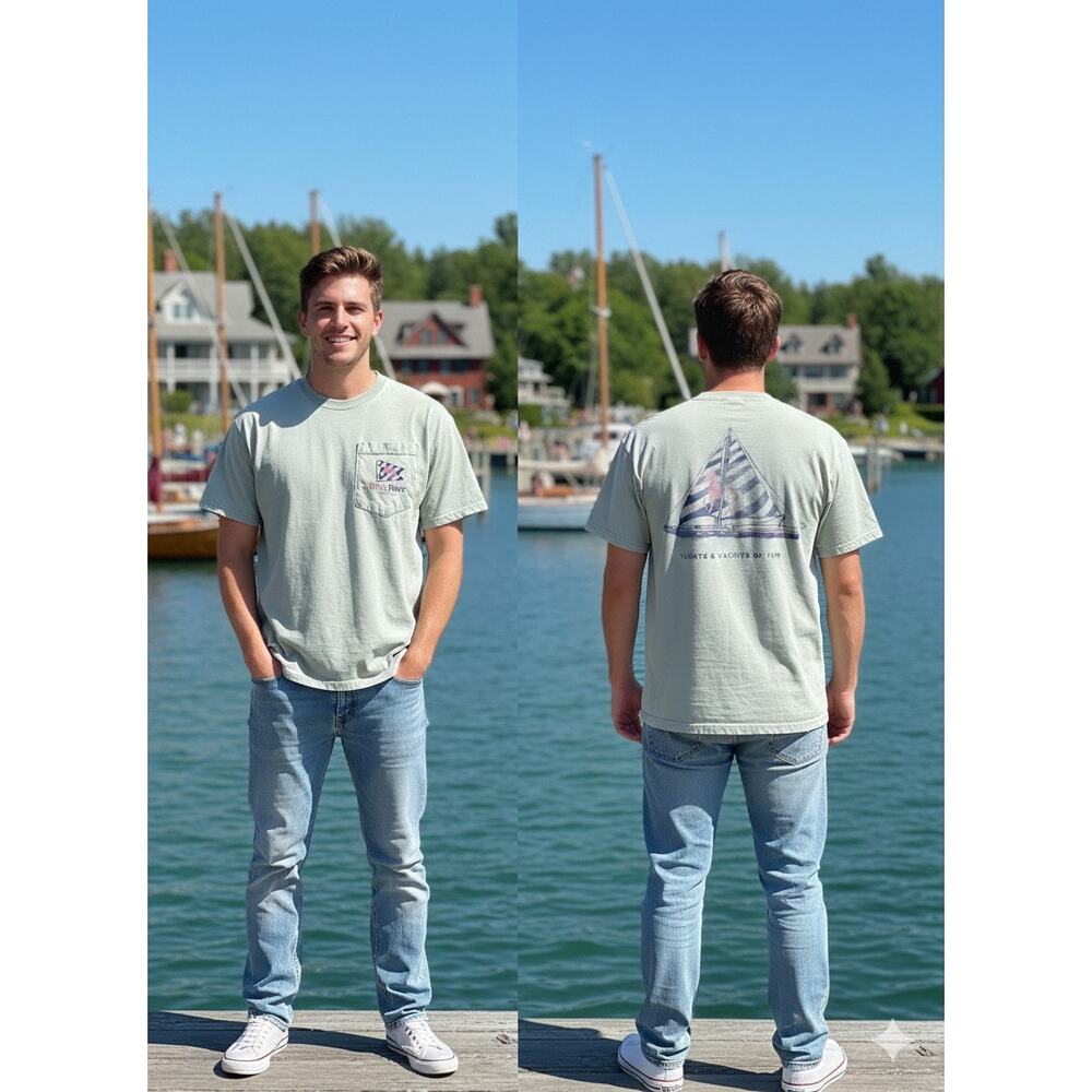Preppy vintage Mackinac Island Pink Pony tee - large yacht club and costal vibe
